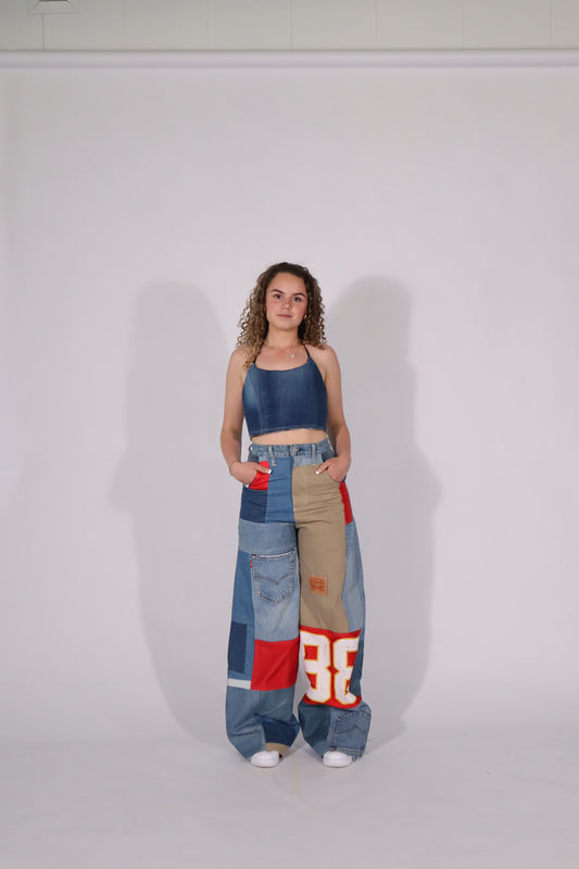 Patchwork jeans red 88