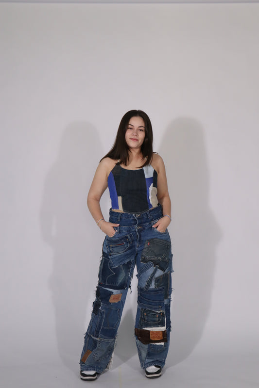 Corset top blue denim