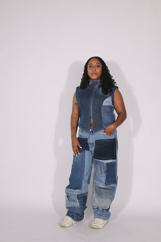 Race denim vest