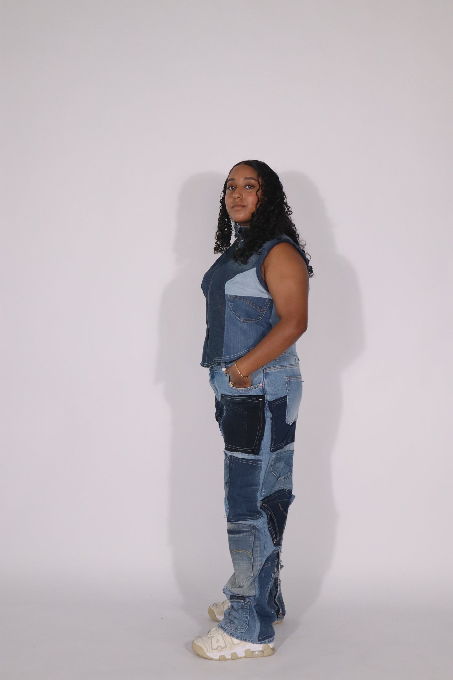 Race denim vest