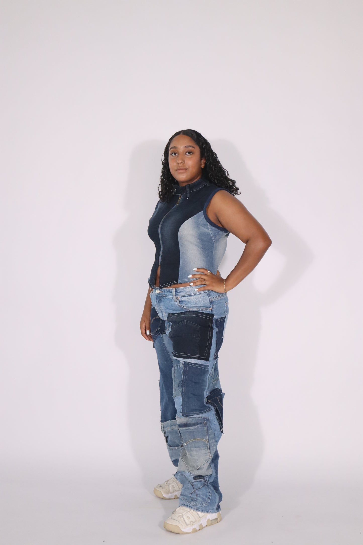 Race denim vest