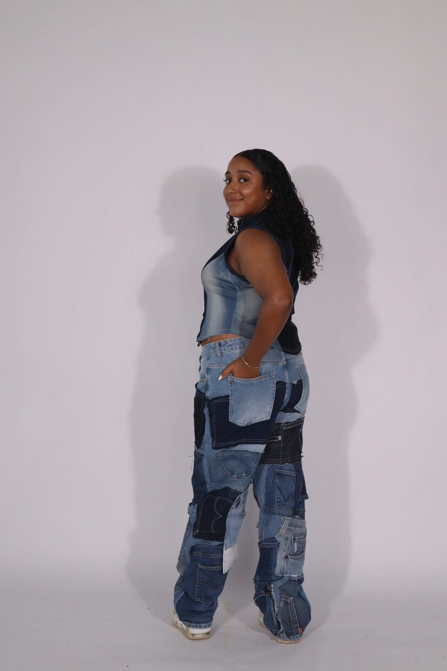 Race denim vest