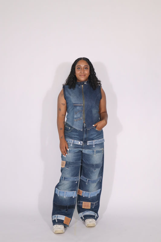 Denim jeans waistband