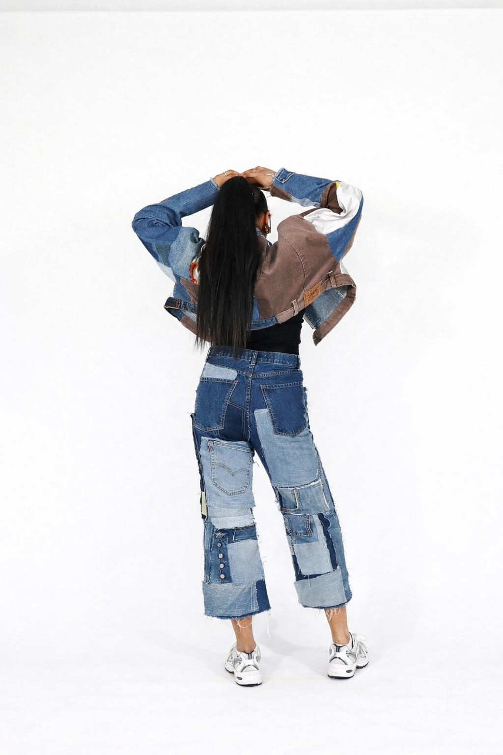 Cropped jacket red/beige
