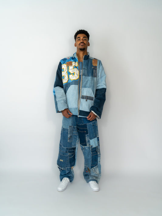 winter coat unisex blue jersey