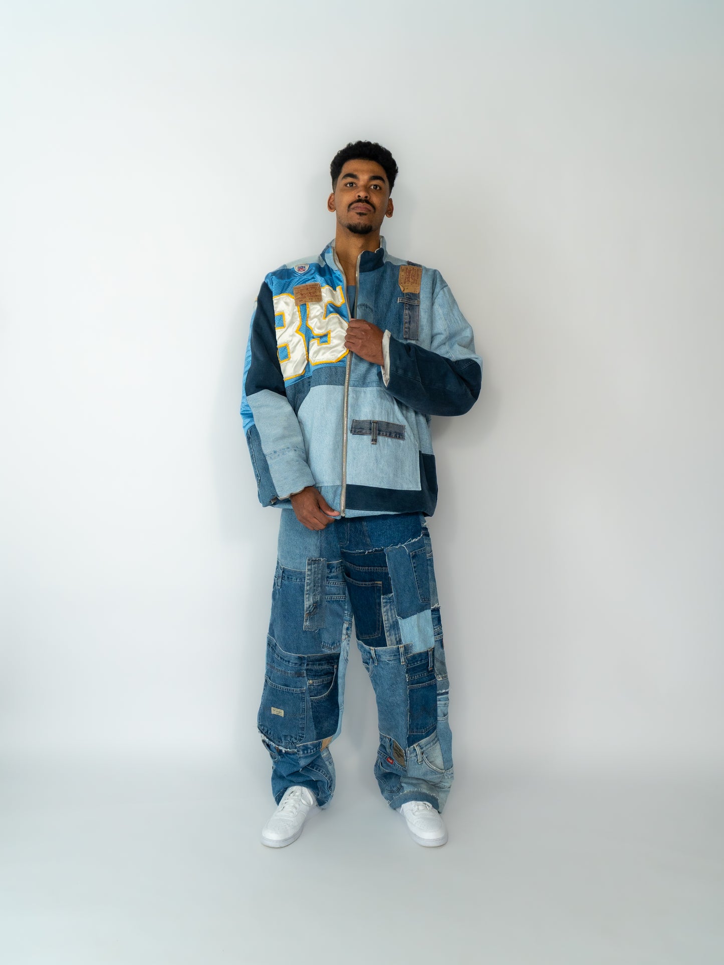 winter coat unisex blue jersey