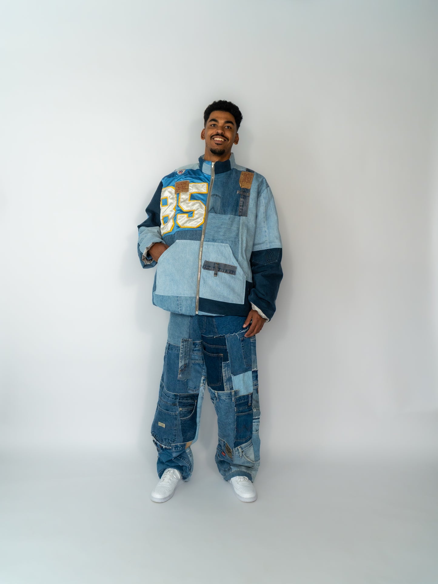 winter coat unisex blue jersey