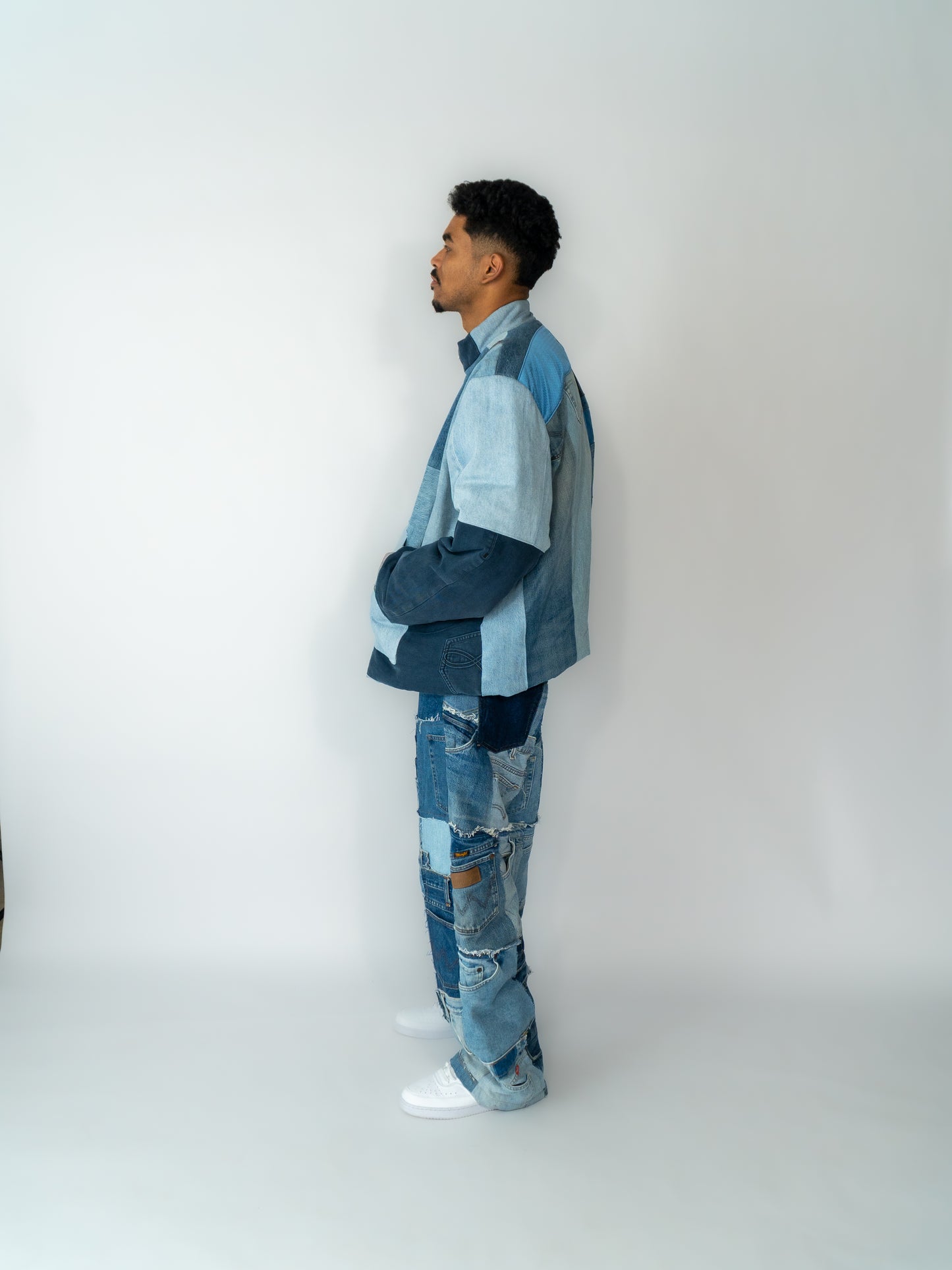 winter coat unisex blue jersey