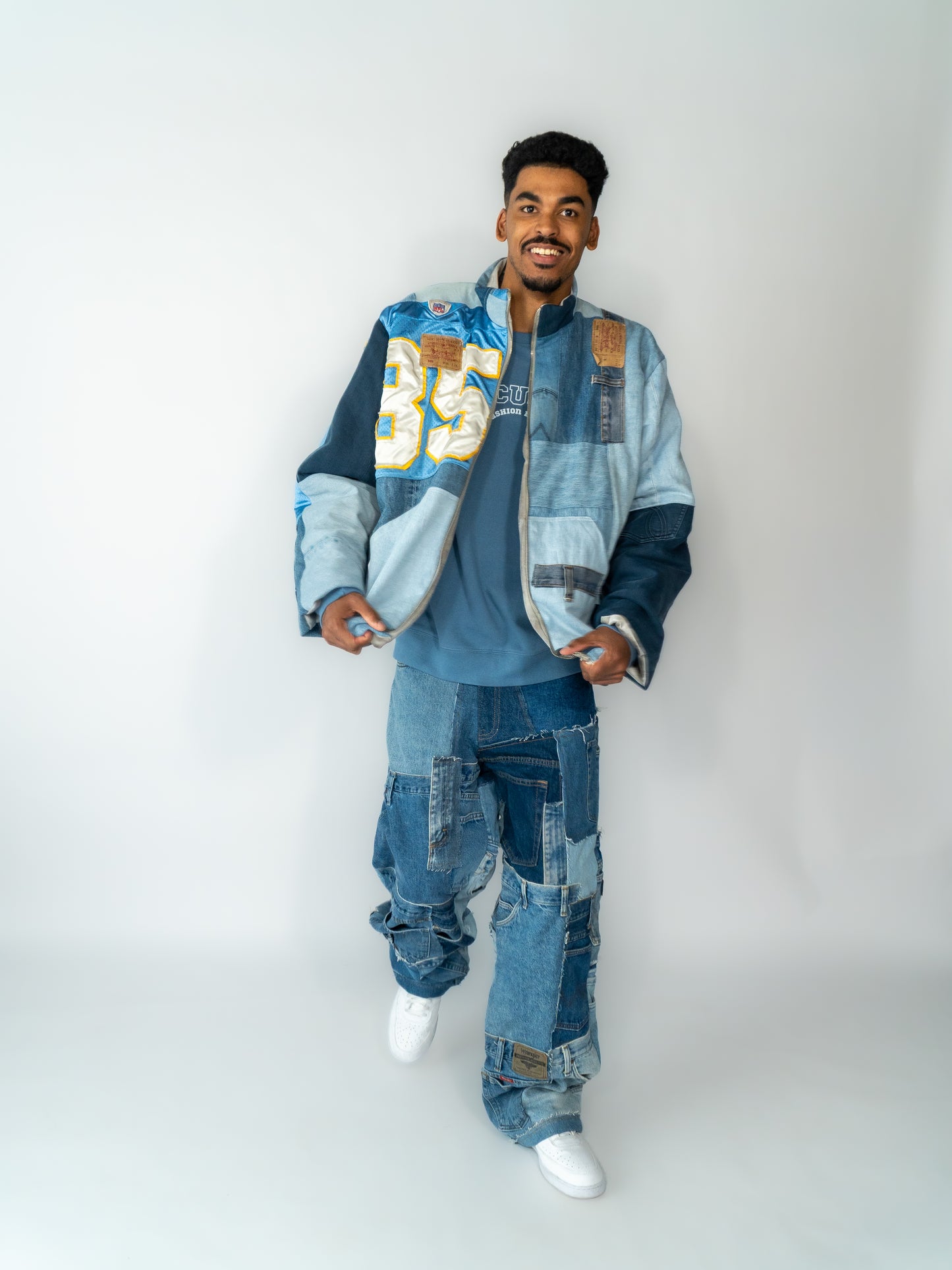 winter coat unisex blue jersey