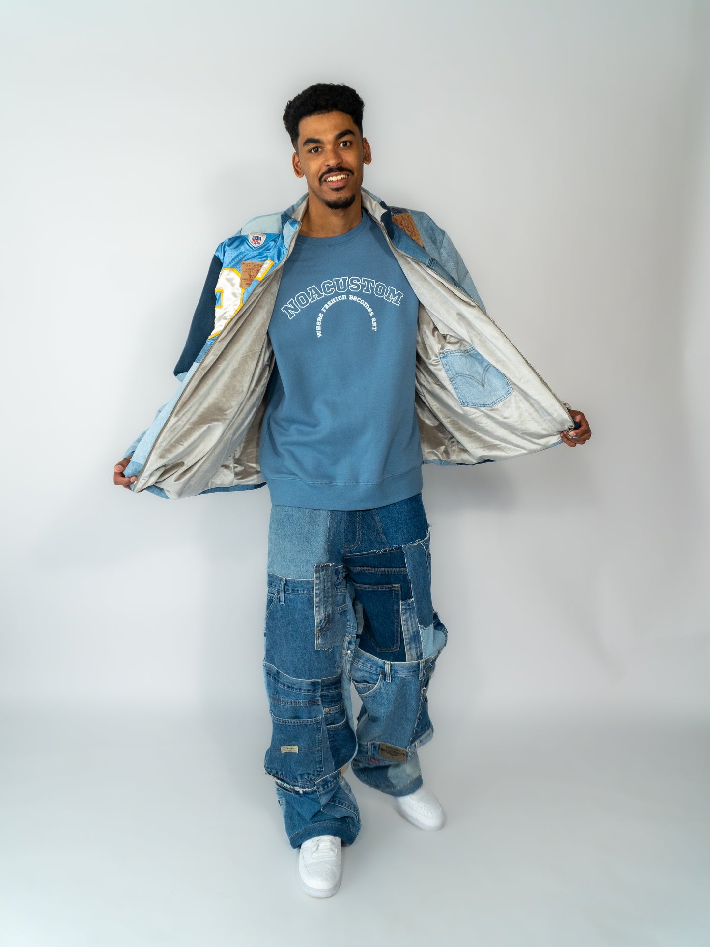 winter coat unisex blue jersey