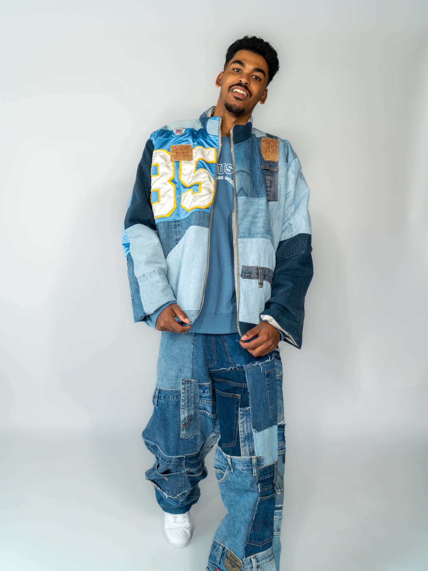 winter coat unisex blue jersey