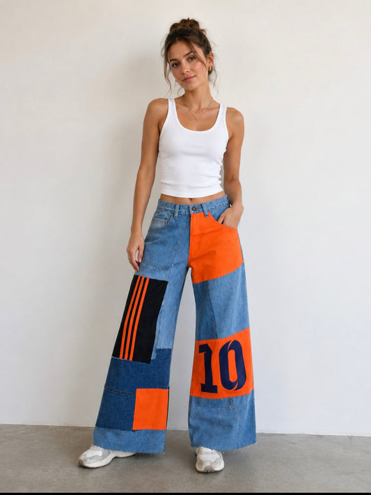 Orange jeans patchwork