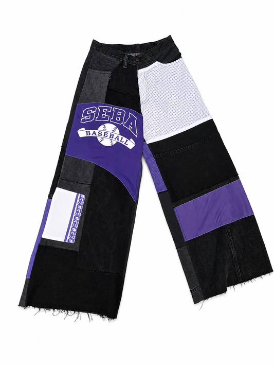 Patchwork jeans purple