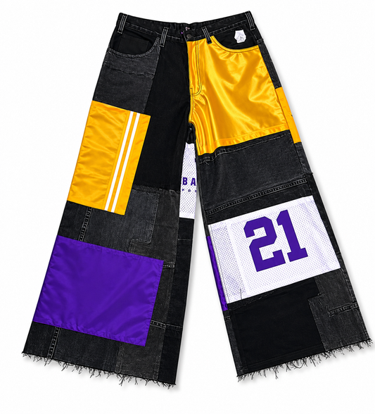 Jeans purple/yellow
