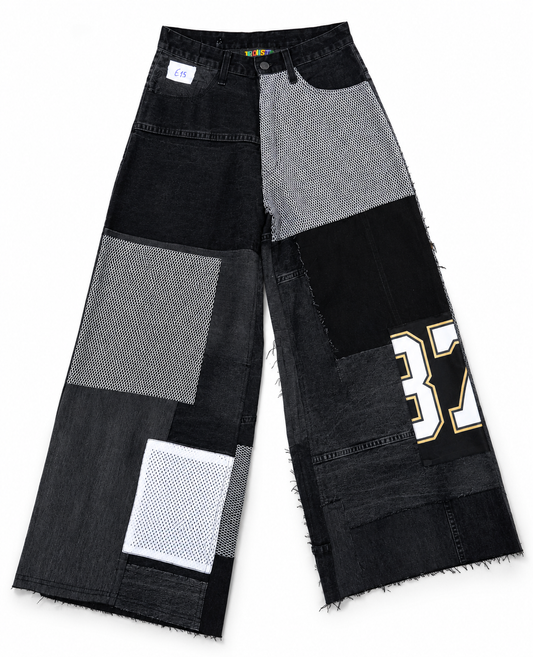 Patchwork jeans black/white
